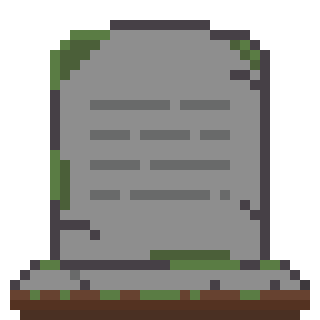 A pixel art gravestone